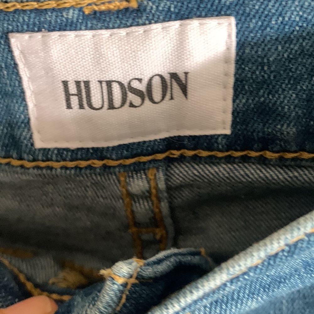 Hudson Jeans Blue Skinny Jeans with White Stripe - Picture 5 of 9